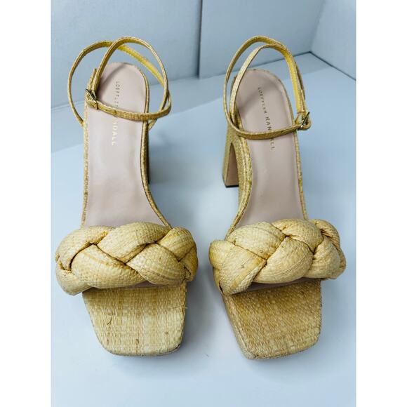 Loeffler Randall Fae Natural Raffia Platform Heel Sandals Sz 11 Woven Espadrille - Picture 8 of 9